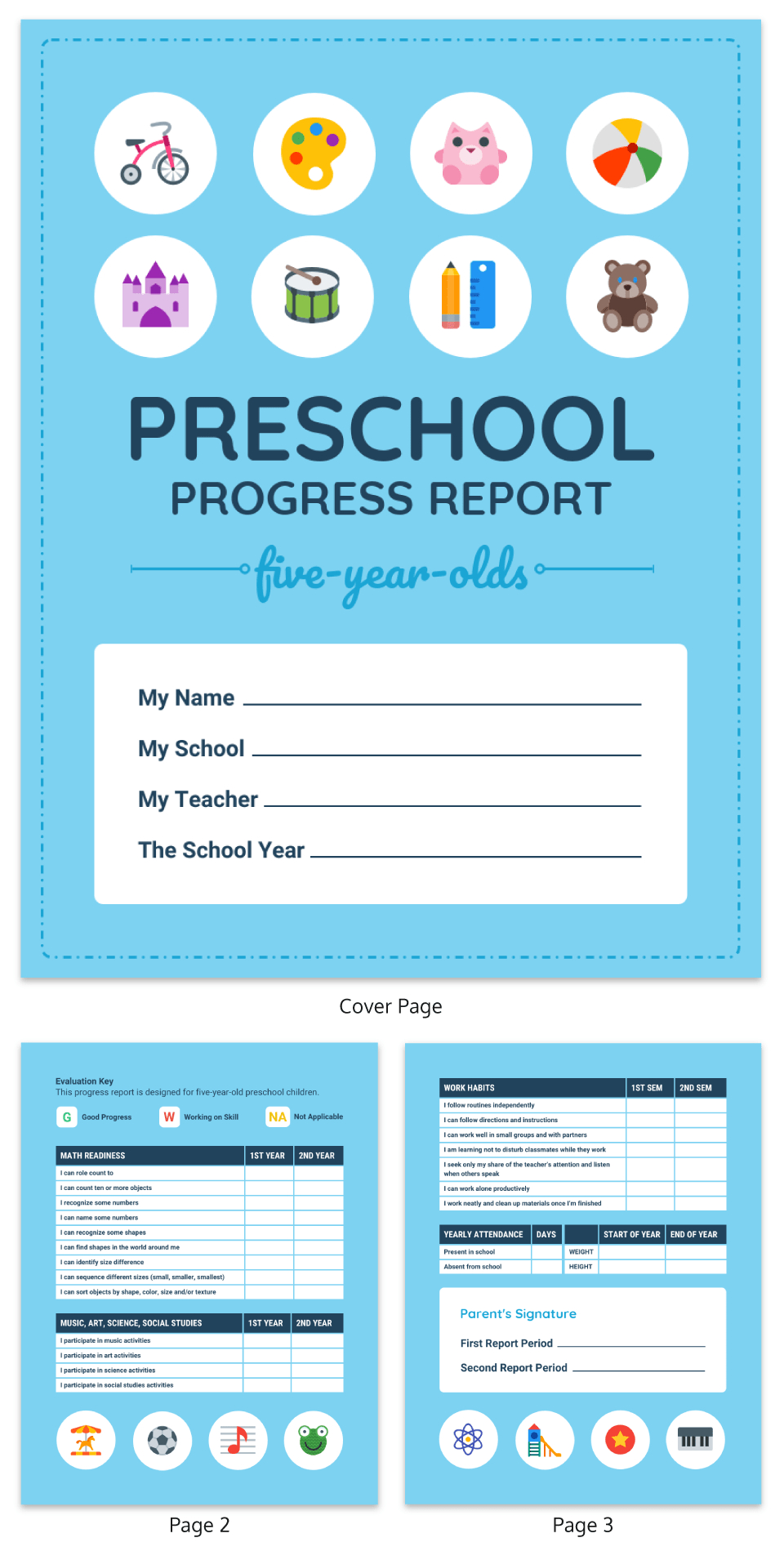 Pre K Progress Report Template – Venngage Within Preschool Weekly Report Template