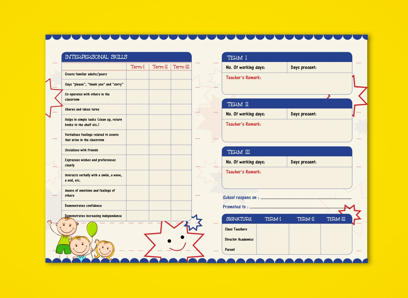 Pre Nursery Report Card On Behance | Report Card Ideas With Regard To High School Student Report Card Template