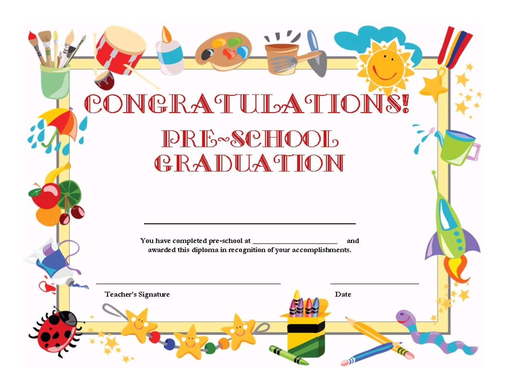 Preschool Graduation Certificate Template Free Throughout Classroom Certificates Templates