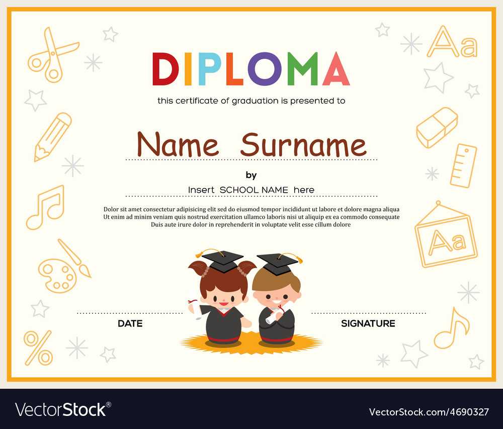 Preschool Kids Diploma Certificate Template For Preschool Graduation Certificate Template Free