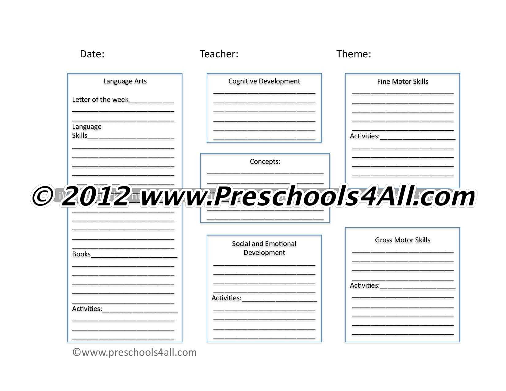 Preschool Lesson Plan Template – Lesson Plan Book Template Intended For Teacher Plan Book Template Word