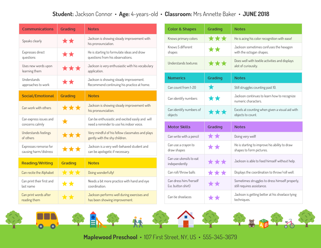 Preschool Progress Report Template – Venngage Intended For Preschool Progress Report Template