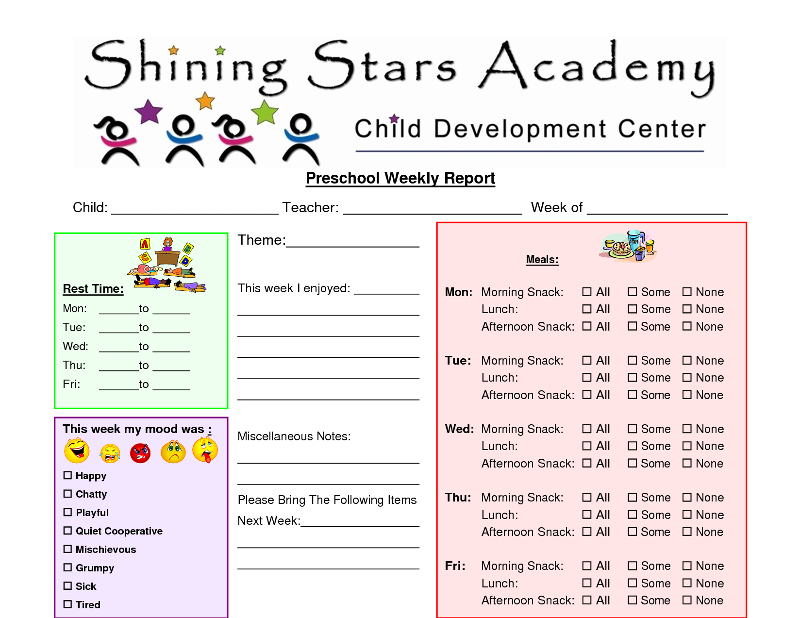 Preschool+Printable+Weekly+Progress+Reports+John+Blog For Preschool Progress Report Template