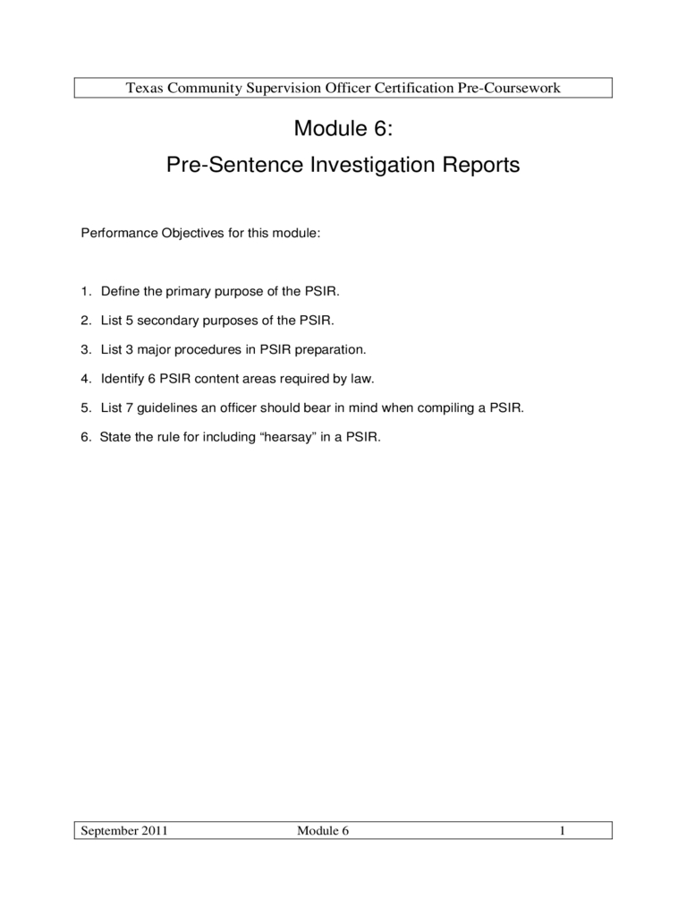 Presentence Investigation Report Form – Texas Free Download Regarding Presentence Investigation Report Template