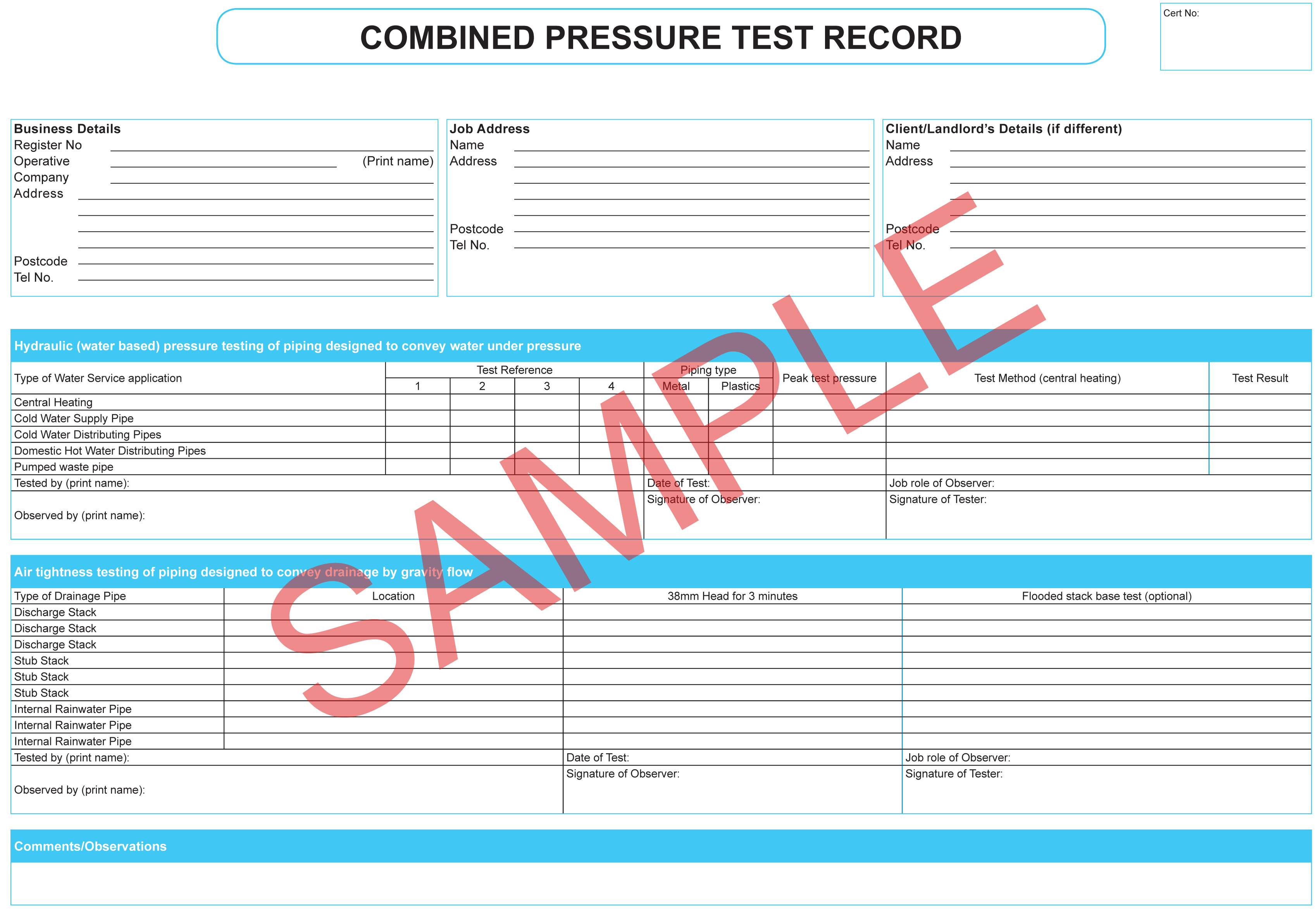 Hydrostatic Pressure Test Report Template