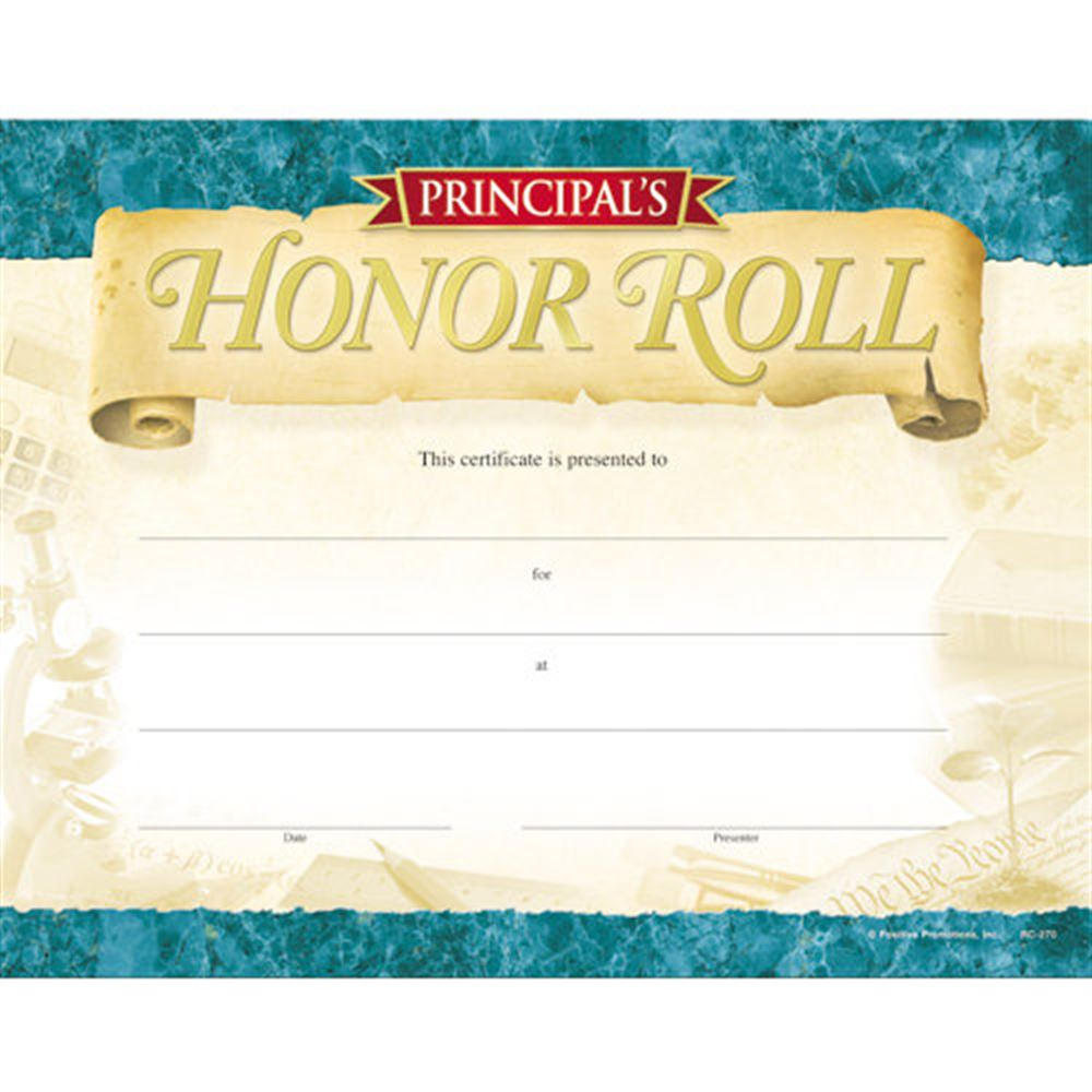 Principal's Honor Roll Gold Foil Stamped Certificates Regarding Honor Roll Certificate Template