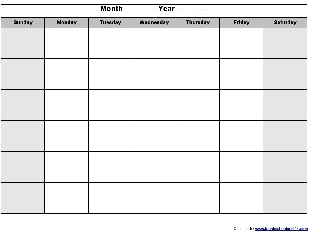 Print Blank Calendar Template Weekly Calendar Template Pertaining To Blank Activity Calendar Template