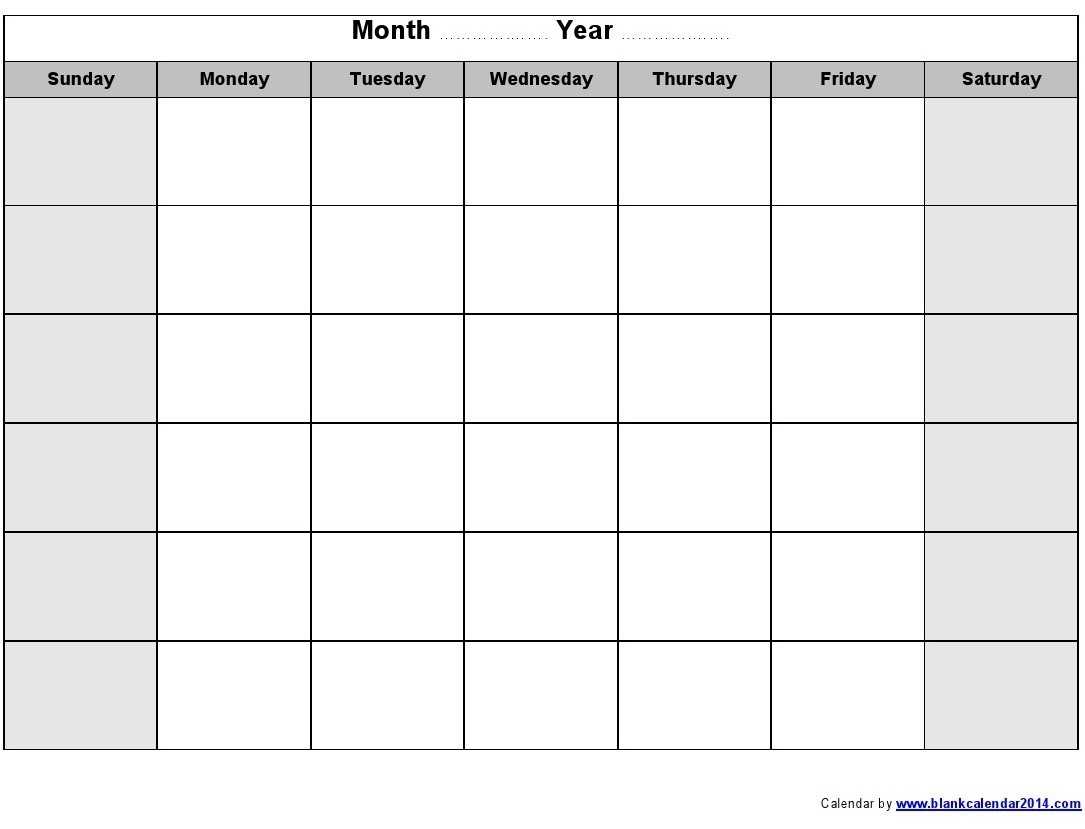 Print Blank Calendar Template Weekly Calendar Template Pertaining To Blank Activity Calendar Template