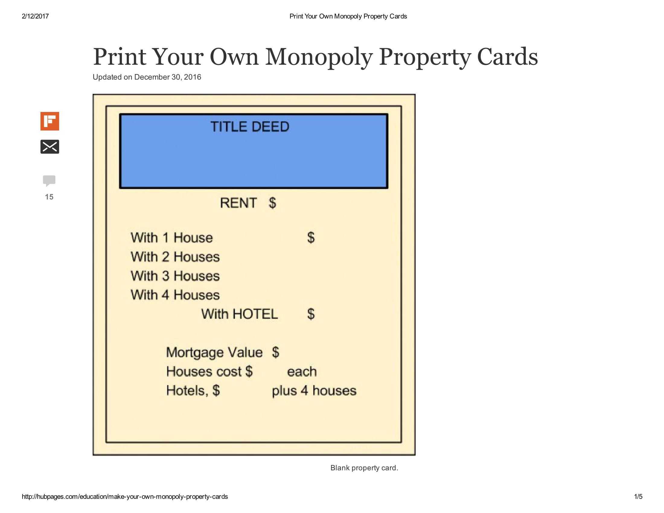 Print Your Own Monopoly Property Cards Document With Monopoly Property Card Template