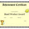 Printable Achievement Certificates Kids | Hard Worker In Certificate Template For Pages