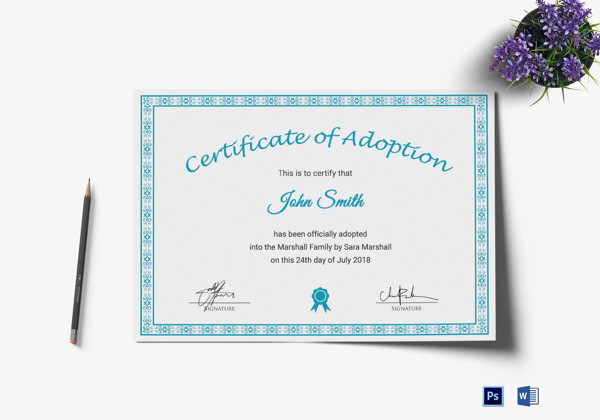 Printable Adoption Certificate Template Inside Blank Adoption Certificate Template