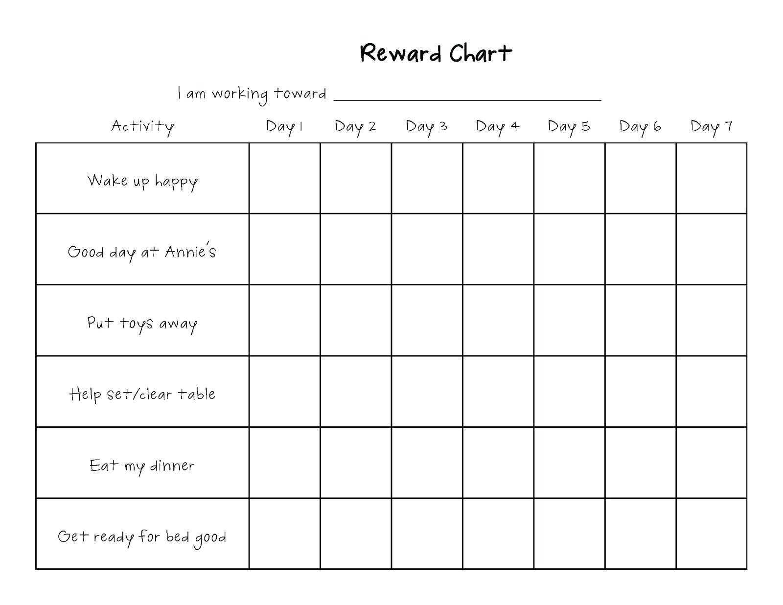 Printable Blank Chore Chart Template – Wovensheet.co For Blank Reward Chart Template