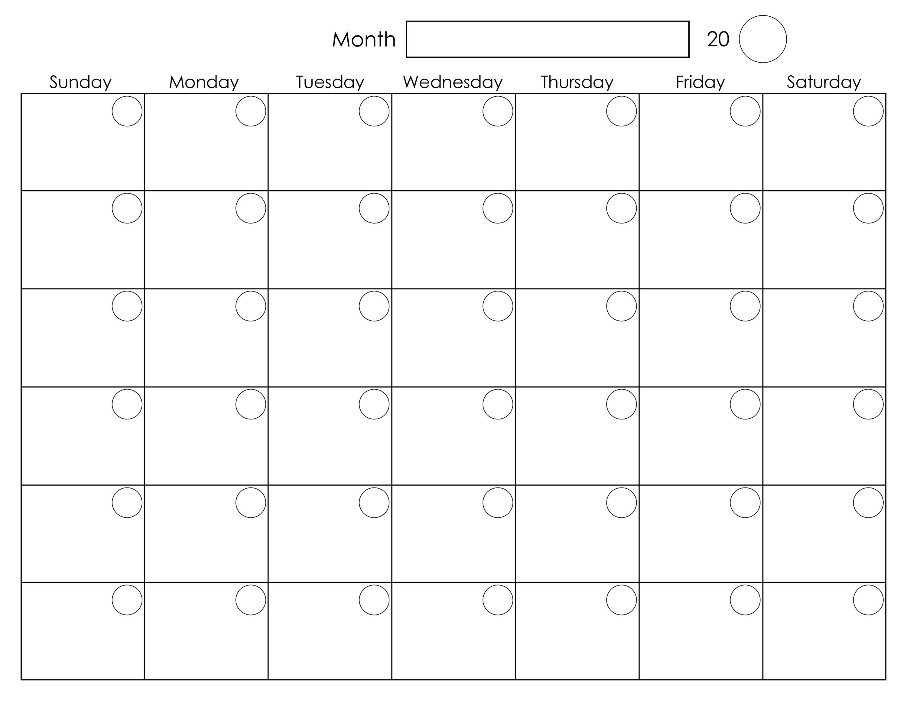 Printable Blank Monthly Calendar | Calendar Template Within Blank Activity Calendar Template