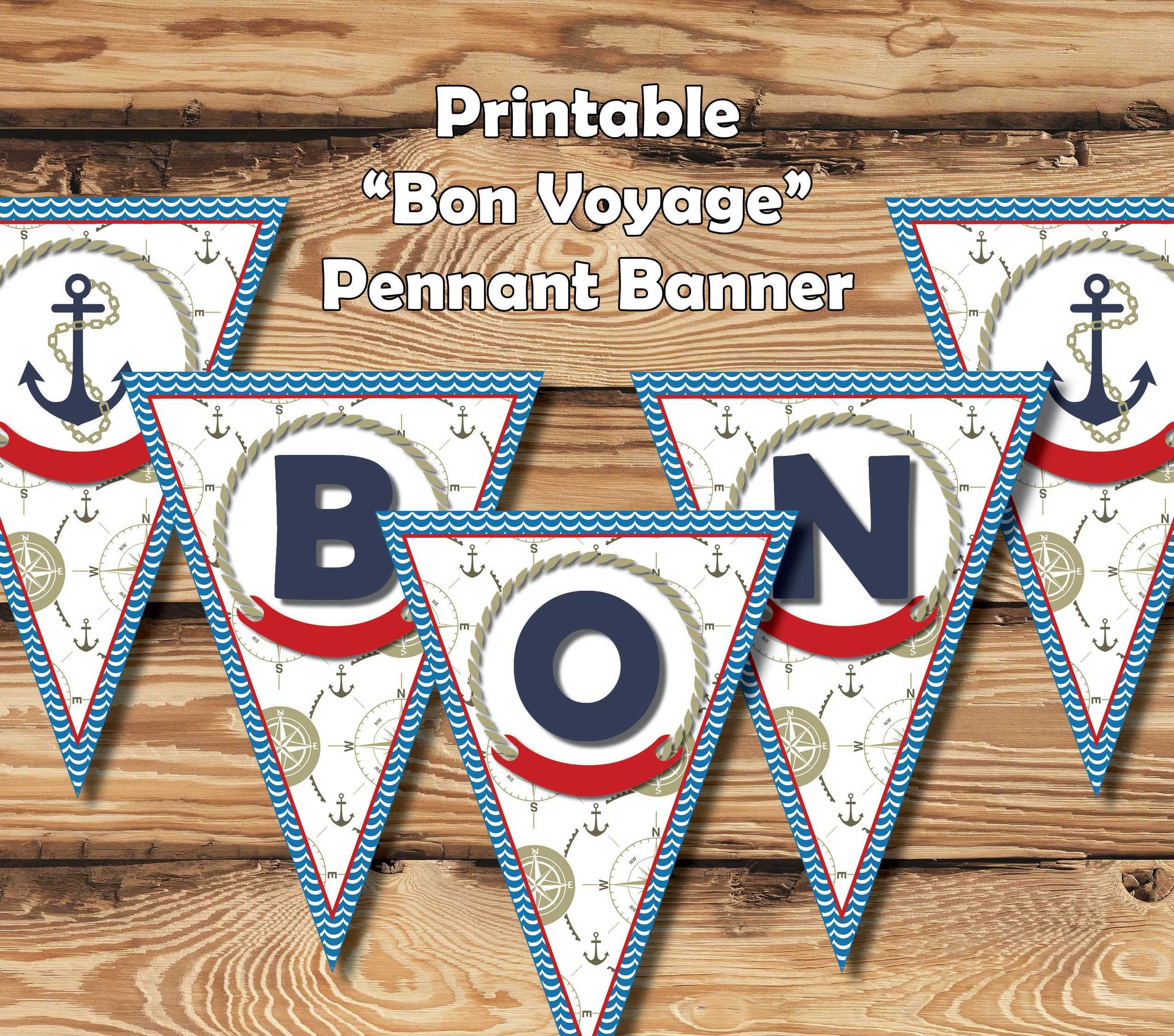 Printable "bon Voyage" Banner | Barnes Designs | Nautical Regarding Nautical Banner Template