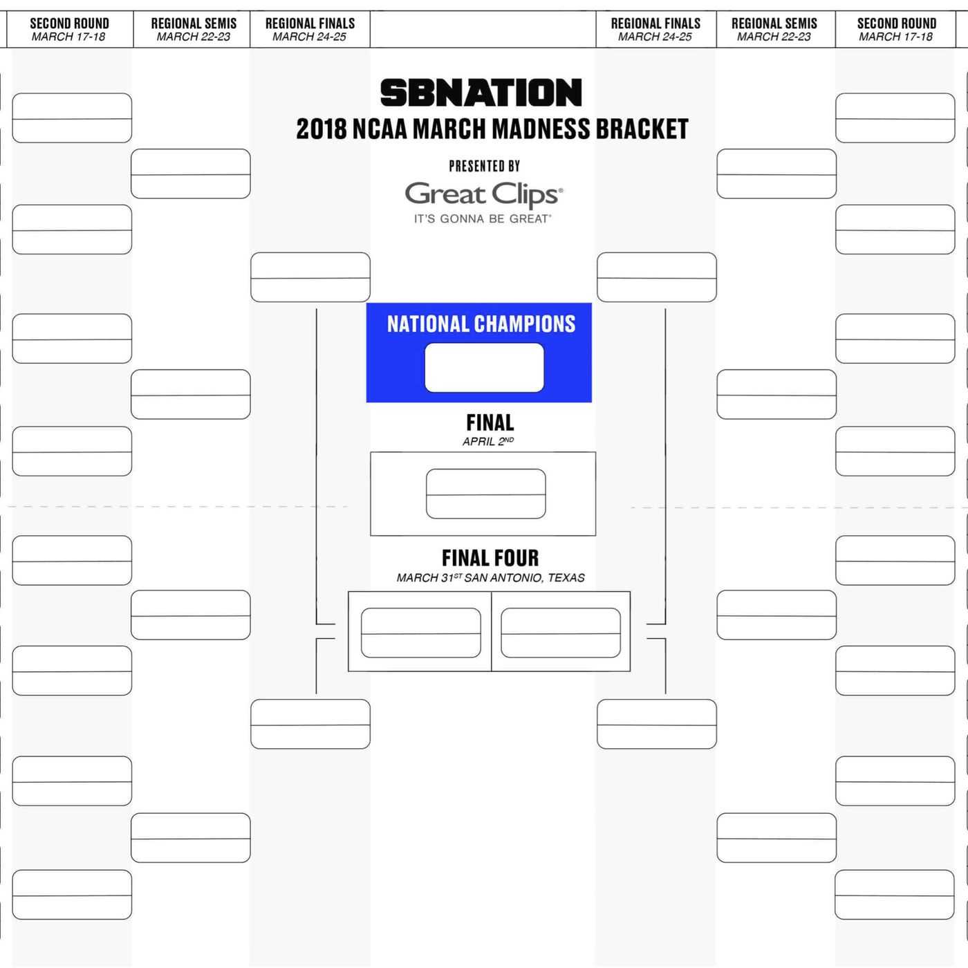 Printable Bracket 2018: Get Your Blank Version Here In Blank Ncaa Bracket Template