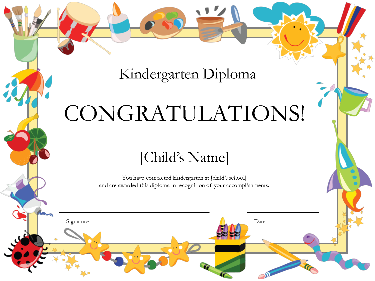 Printable Certificates | Printable Certificates Diplomas In Preschool Graduation Certificate Template Free