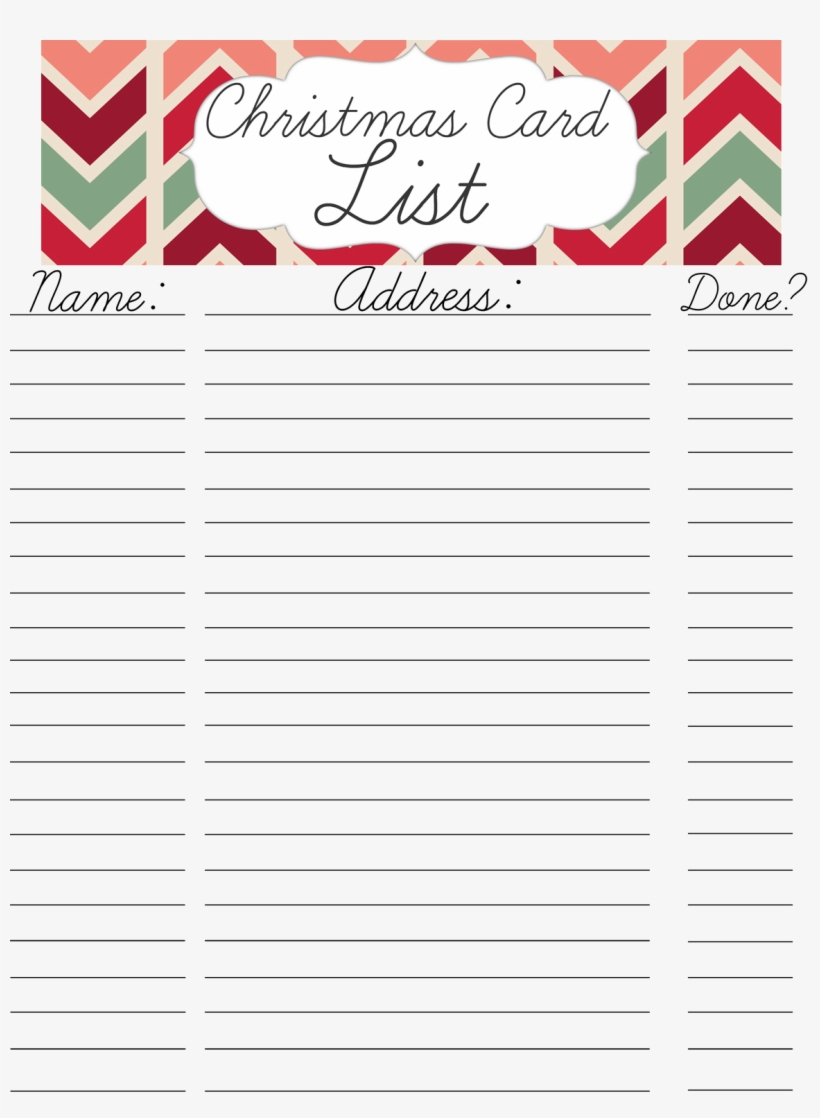 Printable Christmas Card Address List With Template In Christmas Card List Template