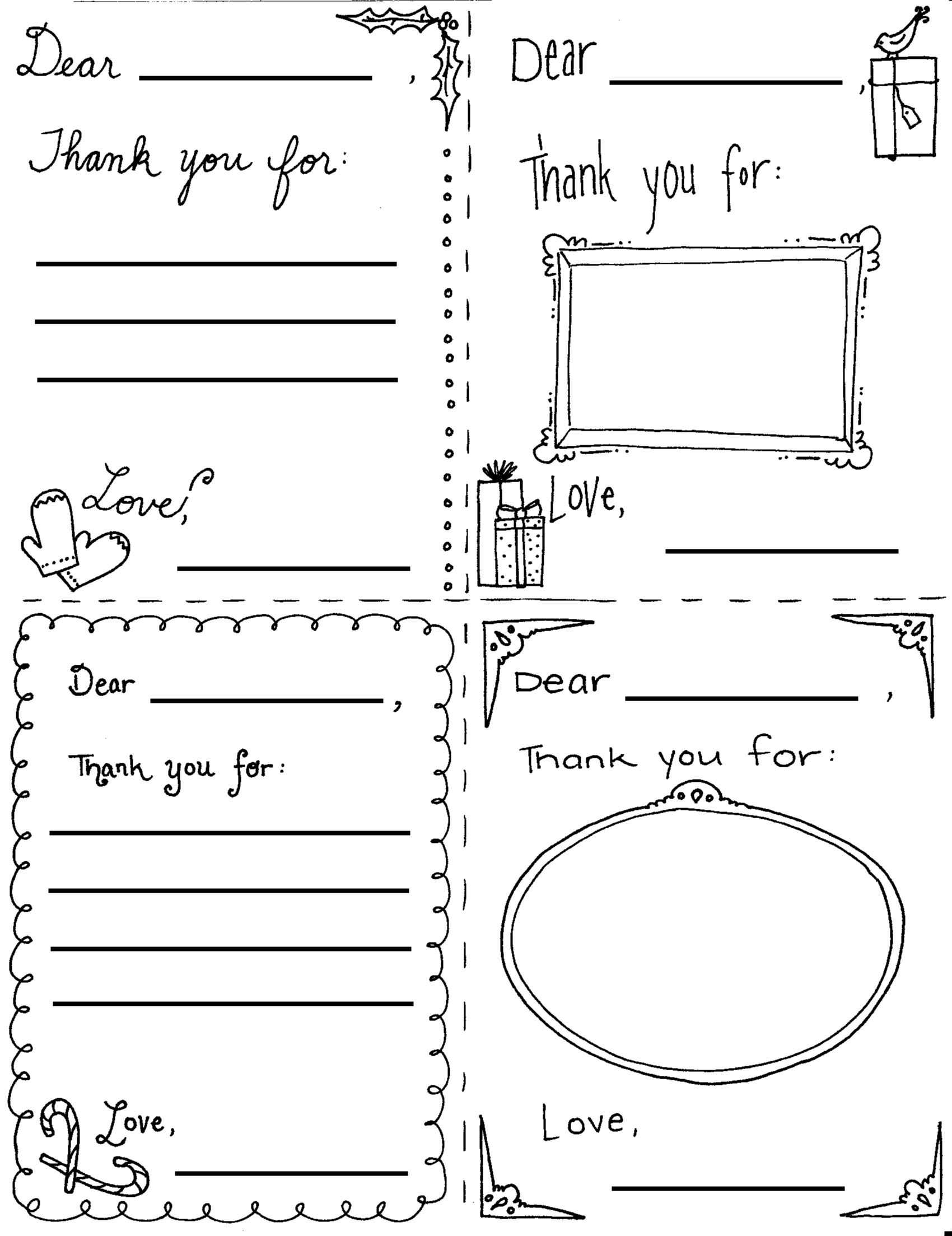 Printable Christmas "thank You" Cards For Children Intended For Christmas Thank You Card Templates Free