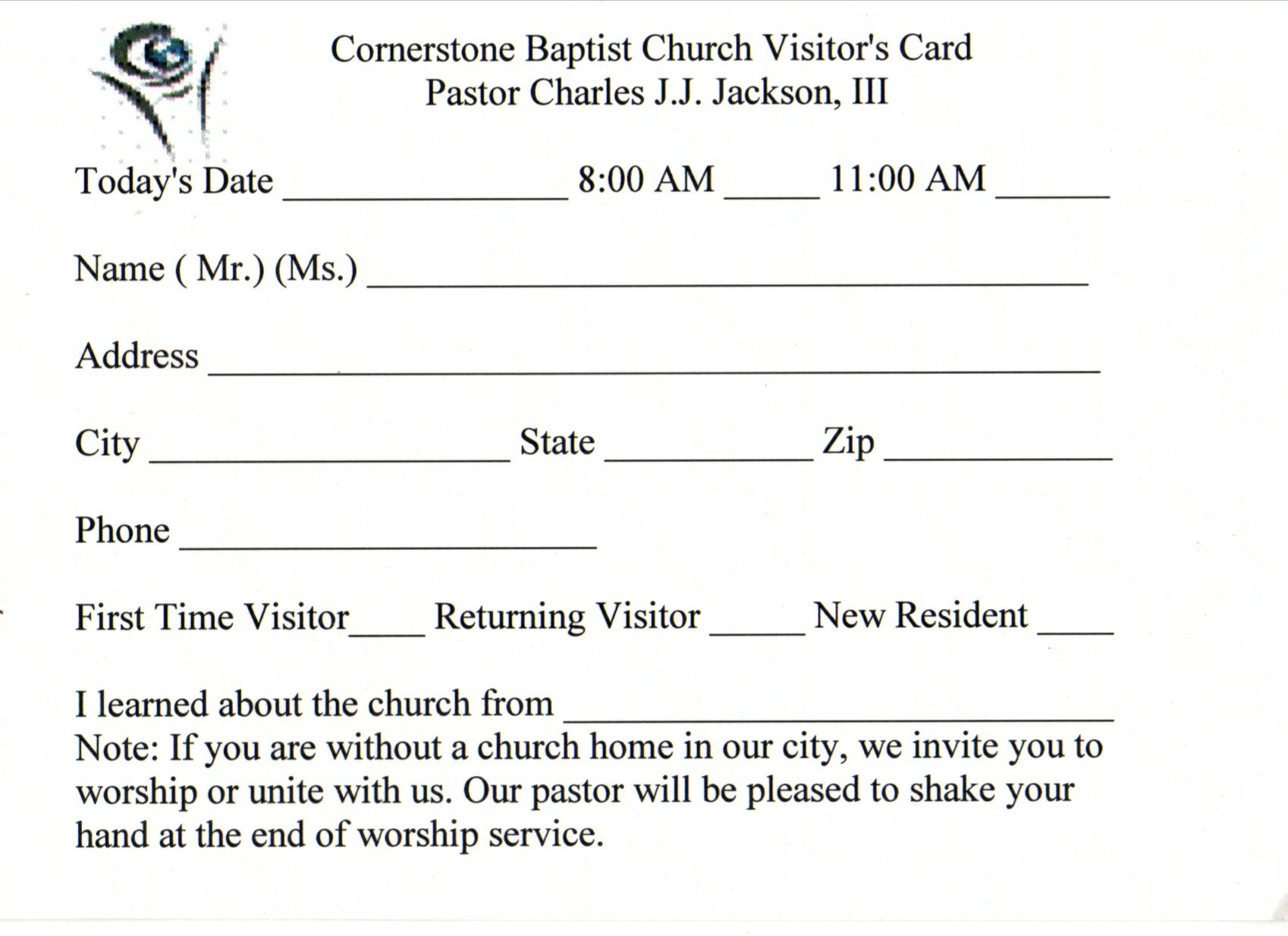 Printable Church Membership Cards Related Keywords Visitor Intended For Church Visitor Card Template Word