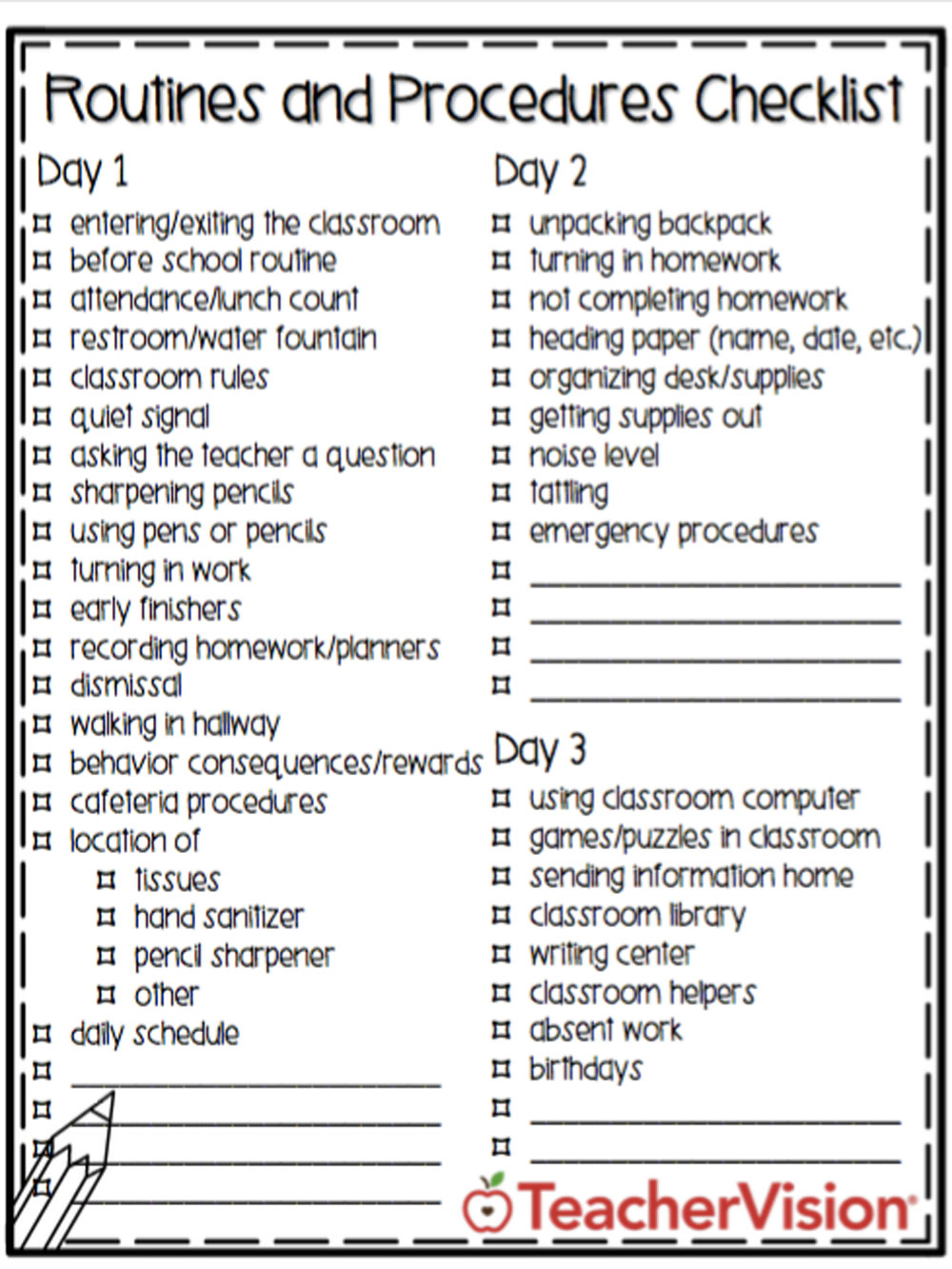 Printable Classroom Forms For Teachers – Teachervision Regarding Student Information Card Template