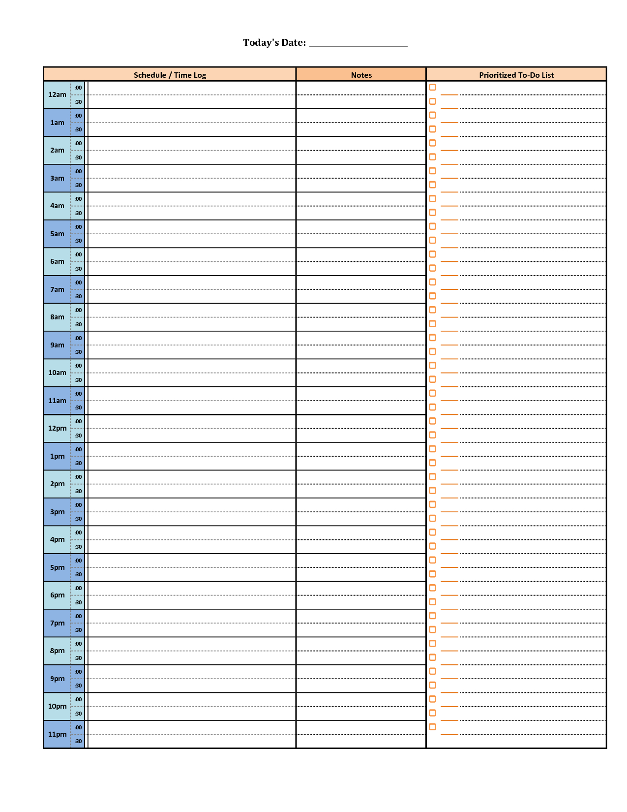 Printable Daily Hourly Schedule Template | Dorm | Weekly With Regard To Printable Blank Daily Schedule Template