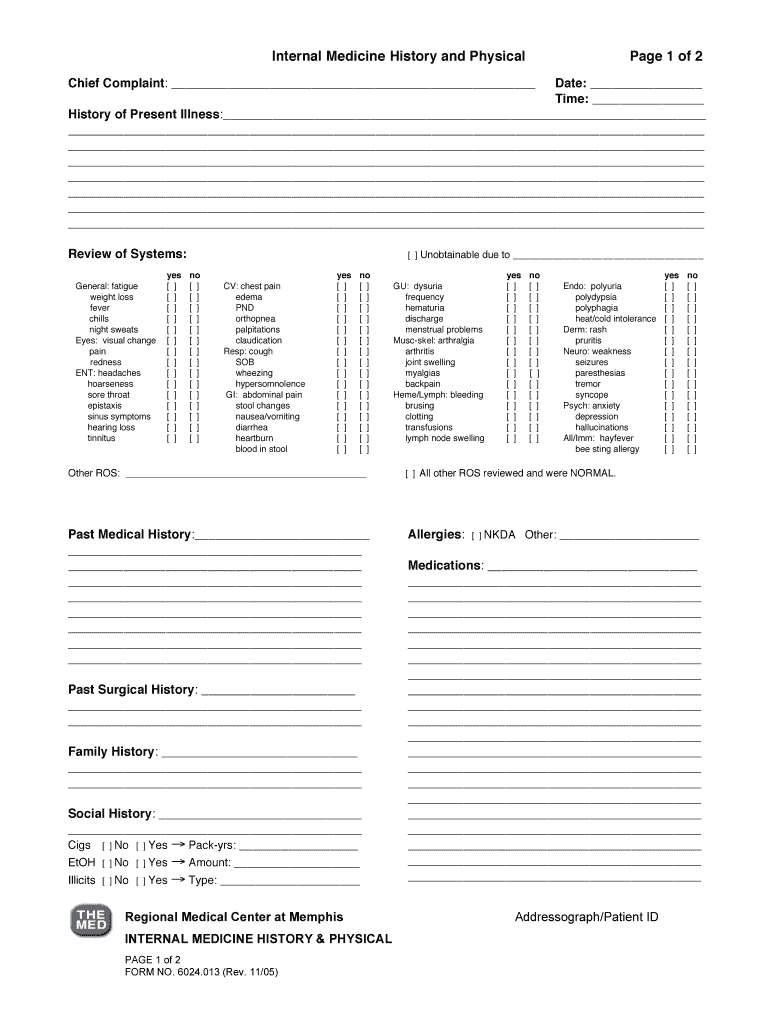 Printable H P Template – Fill Online, Printable, Fillable Inside History And Physical Template Word