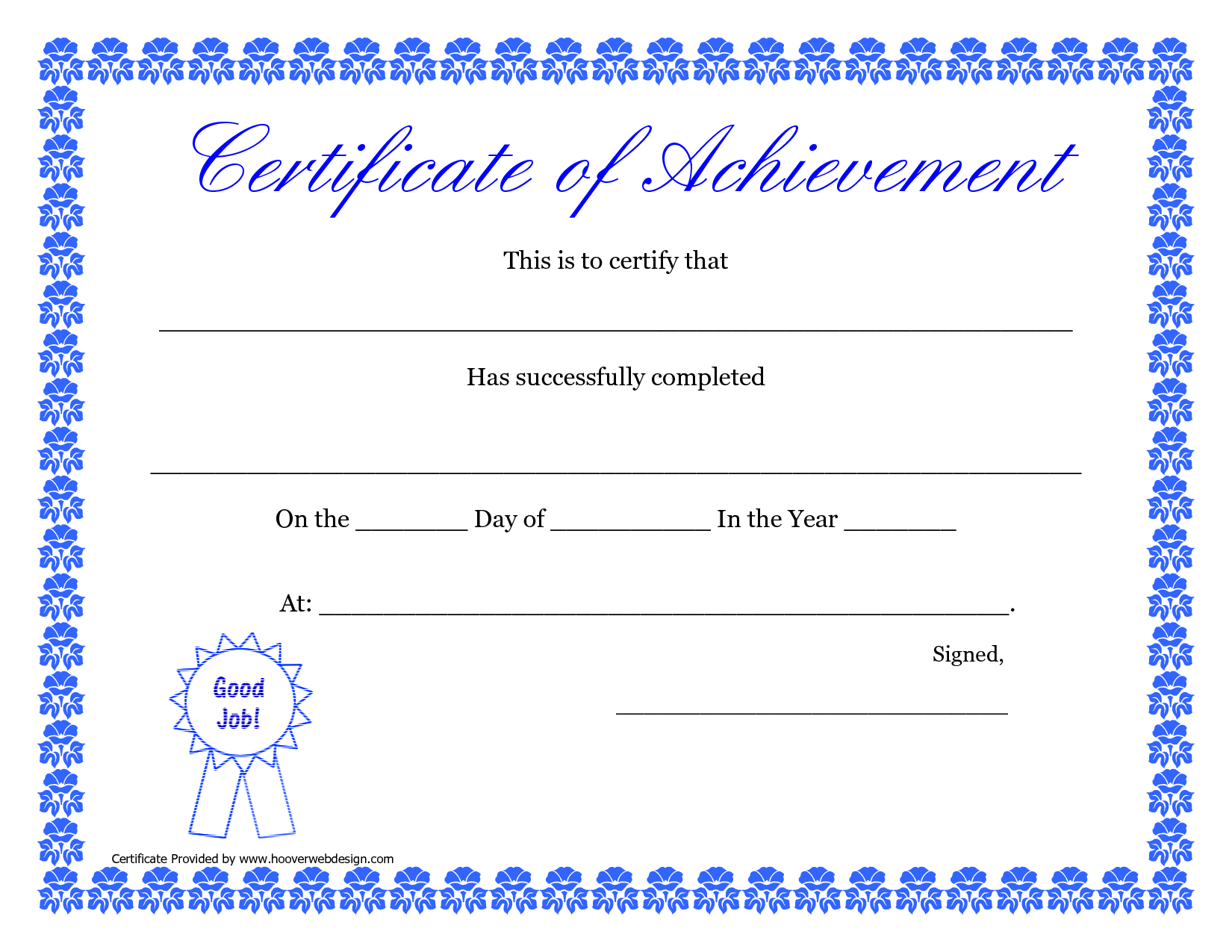 Printable Hard Work Certificates Kids | Printable With Blank Certificate Of Achievement Template
