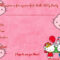 Printable Hello Kitty Birthday Invitation Template | Party For Hello Kitty Birthday Card Template Free