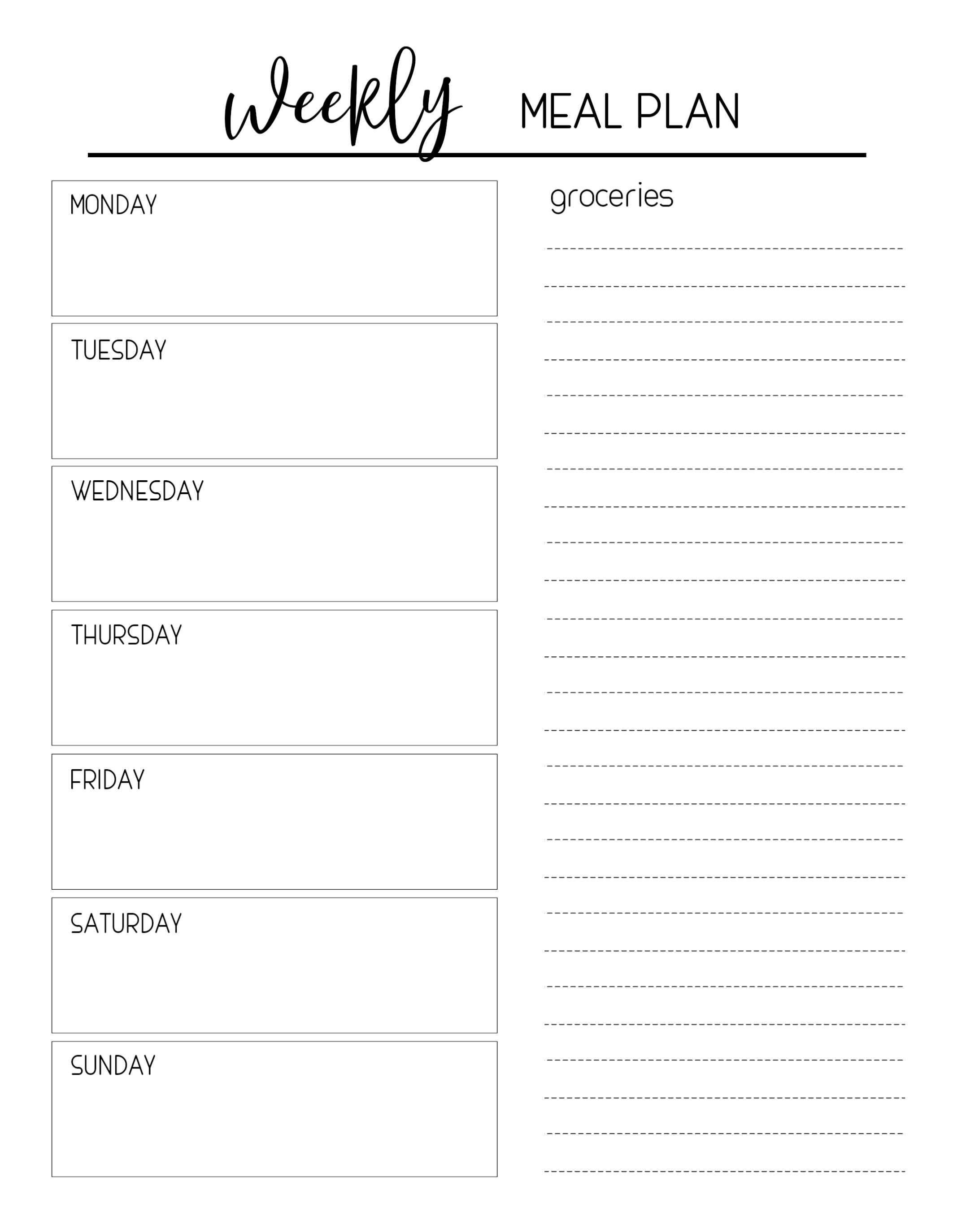 Printable Meal Planning Template – Paper Trail Design Regarding Blank Meal Plan Template