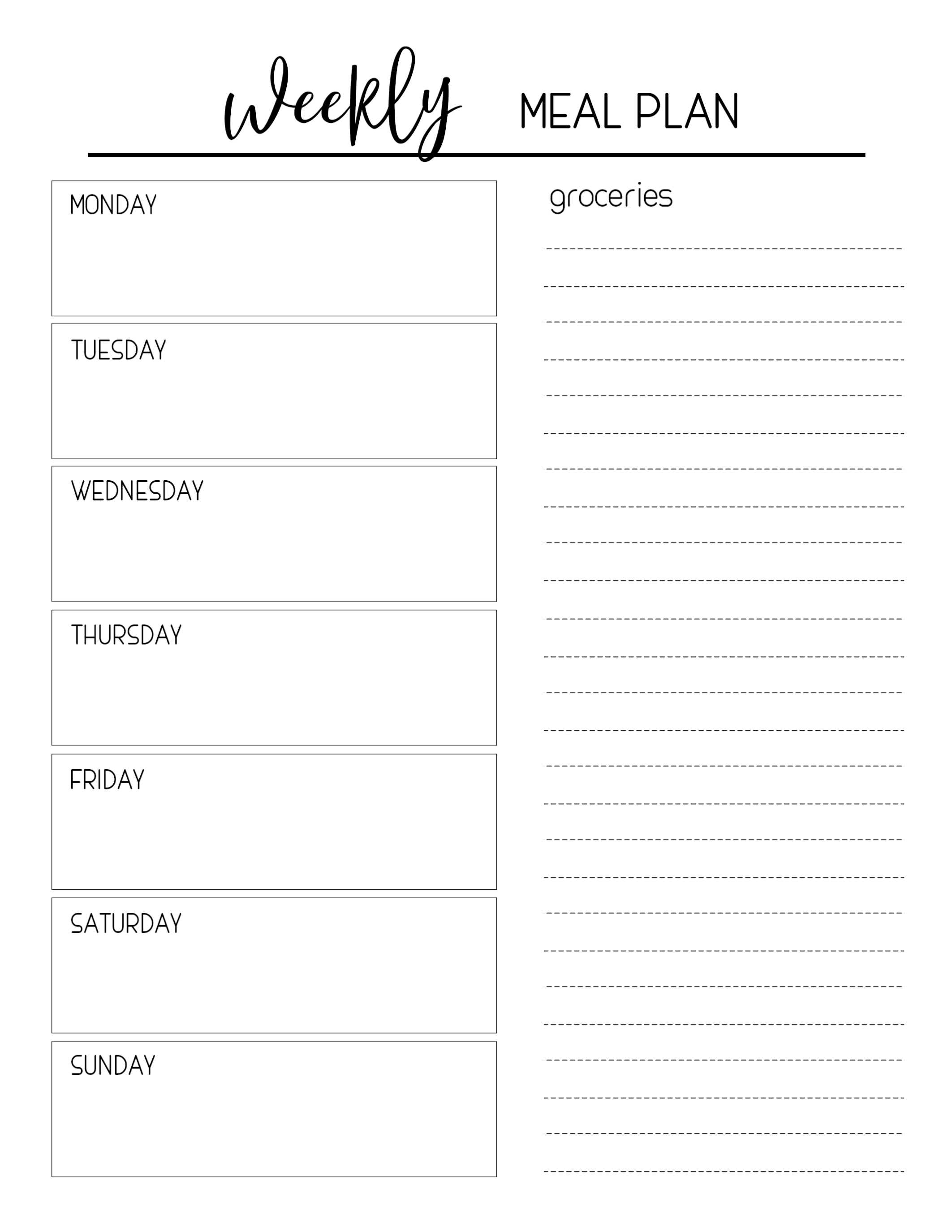 Printable Meal Planning Template – Paper Trail Design Regarding Blank Meal Plan Template