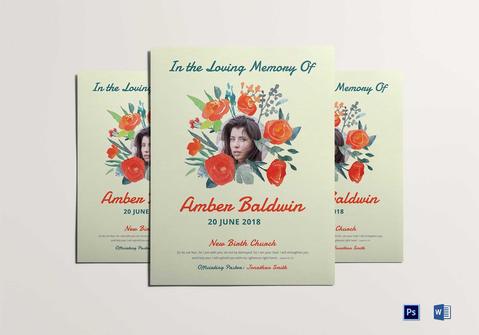 Printable Memorial Flyer For Memorial Brochure Template