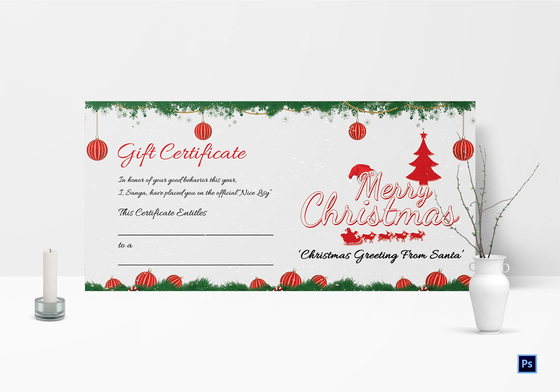 Printable Merry Christmas Gift Certificate Intended For Christmas Gift Certificate Template Free Download