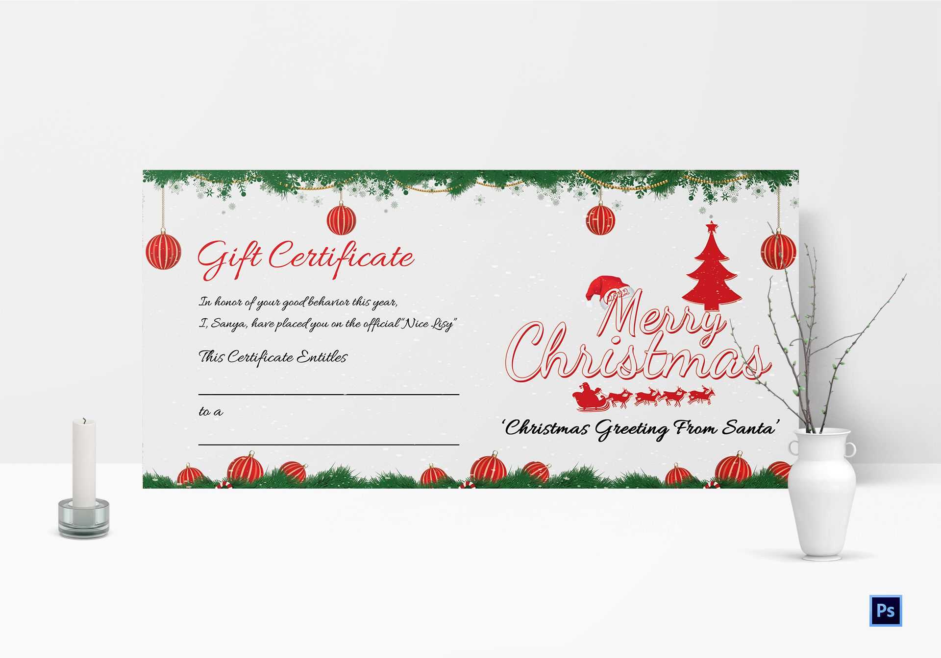 Printable Merry Christmas Gift Certificate Intended For Christmas Gift Certificate Template Free Download