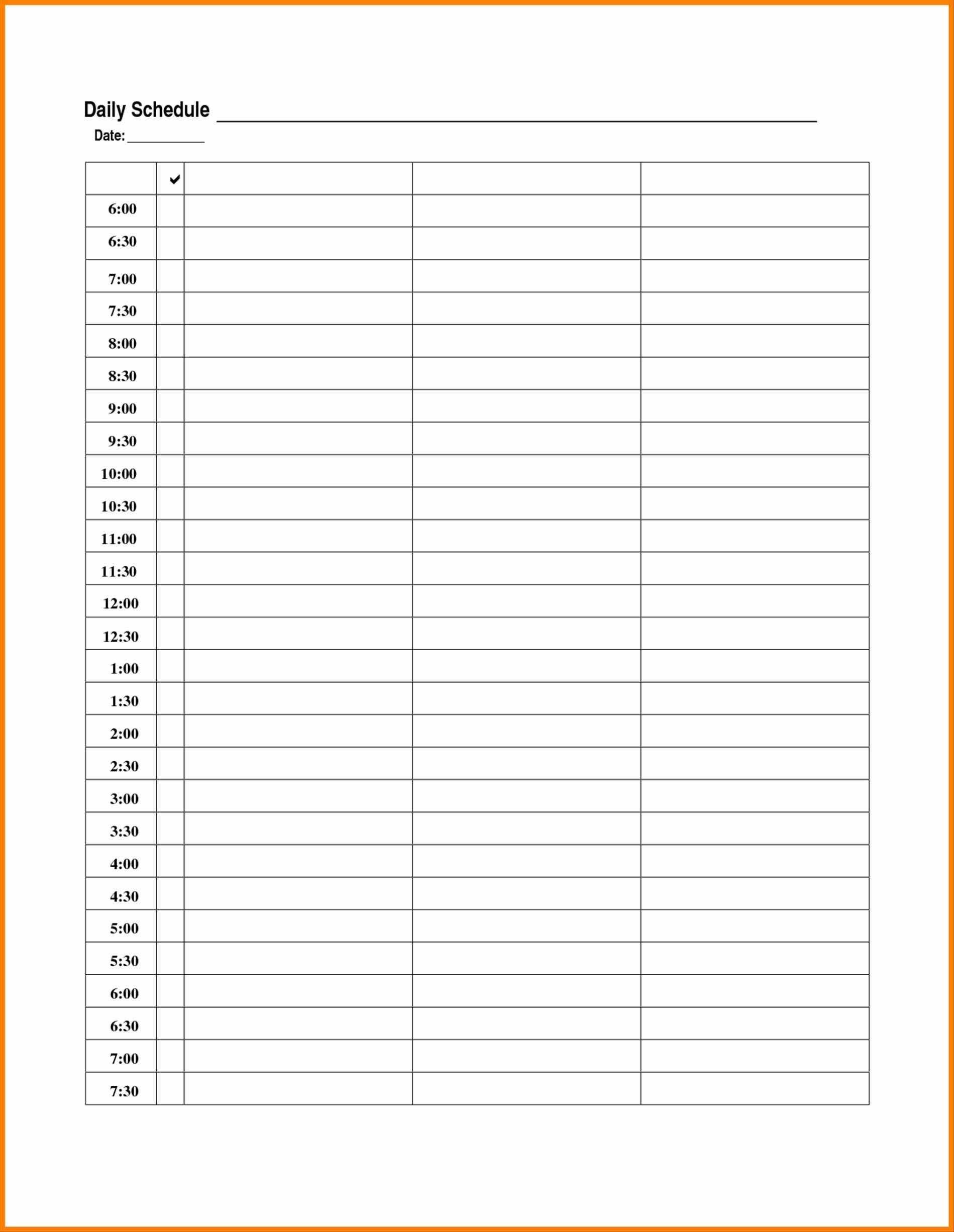 Printable Spreadsheets Blank Daily Calendar Template Excel Intended For Printable Blank Daily Schedule Template