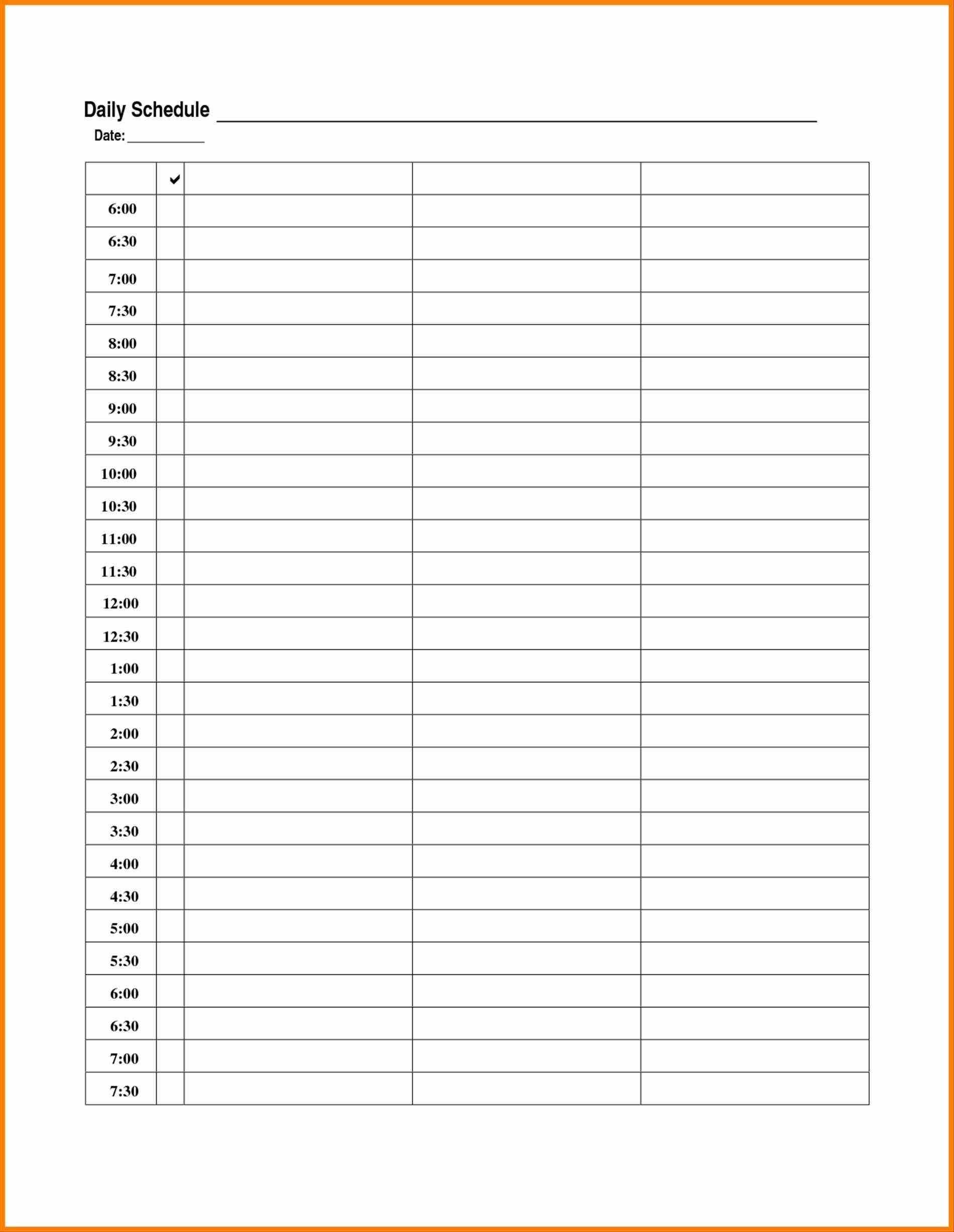 Printable Spreadsheets Blank Daily Calendar Template Excel Intended For Printable Blank Daily Schedule Template