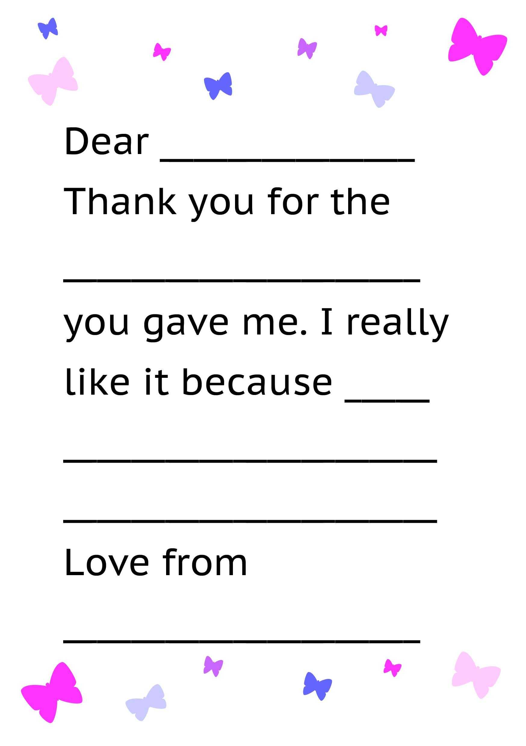 Printable Thank You Card Template For Kids | Kids Thank Yous In Thank You Note Card Template