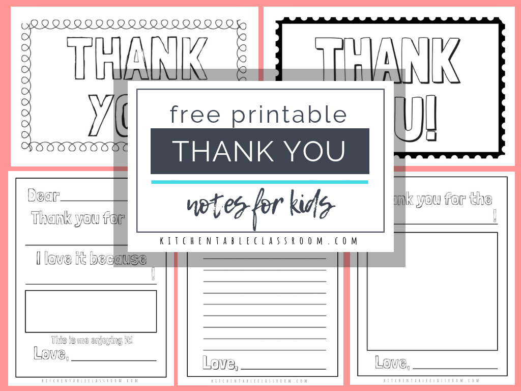 Printable Thank You Cards For Kids – The Kitchen Table Classroom Throughout Thank You Note Cards Template