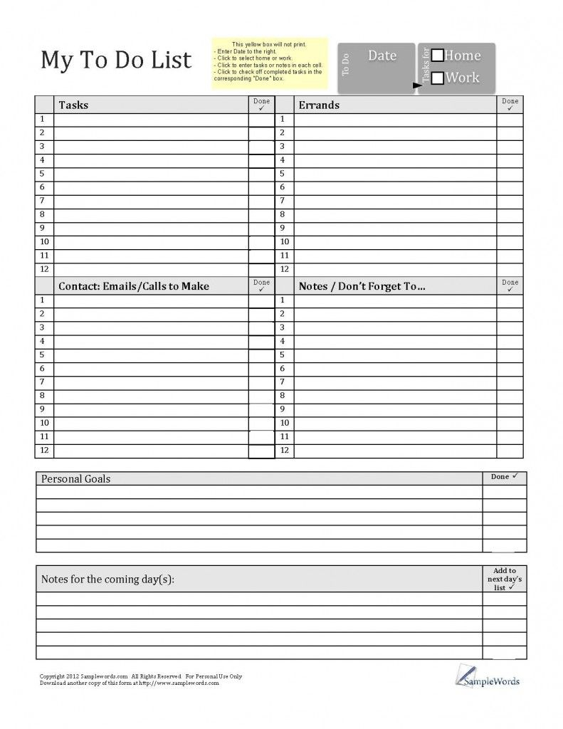 Printable To Do List - Pdf Fillable Form For Free Download In Blank Checklist Template Pdf