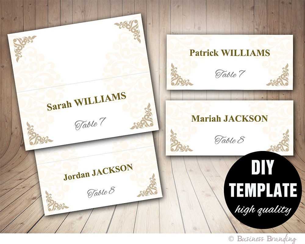 Printable Wedding Placecard Template 3.5X2 Foldover, Diy With Fold Over Place Card Template