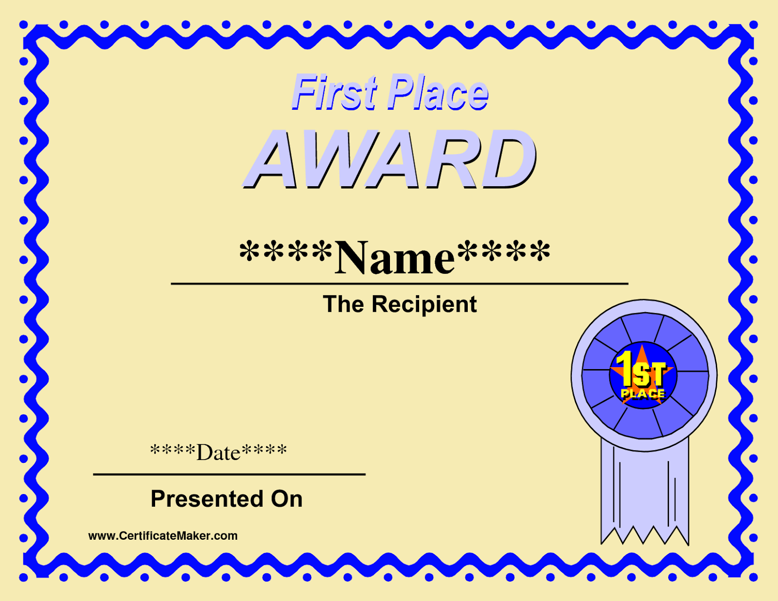 Printable Winner Certificate Templates | Certificate For First Place Award Certificate Template