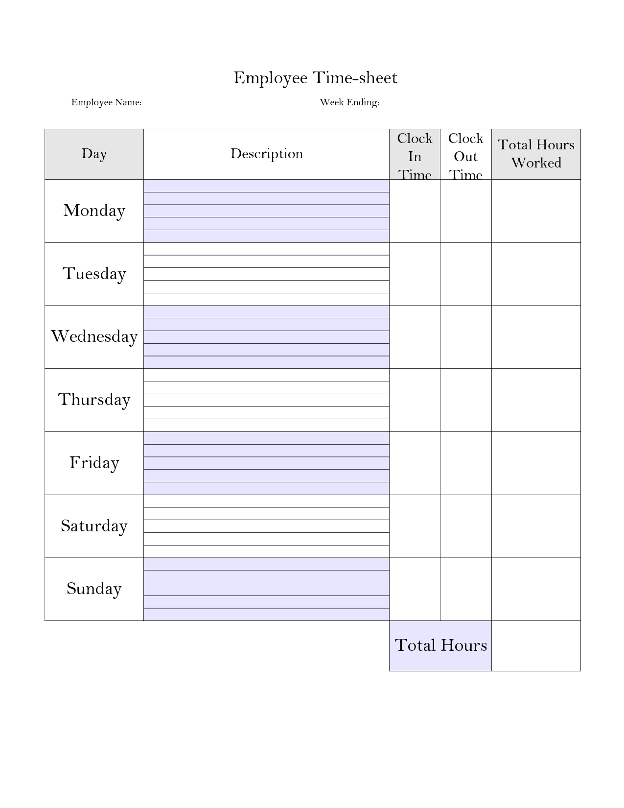 Printable+Weekly+Time+Card+Template | Time Sheet Printable Pertaining To Weekly Time Card Template Free