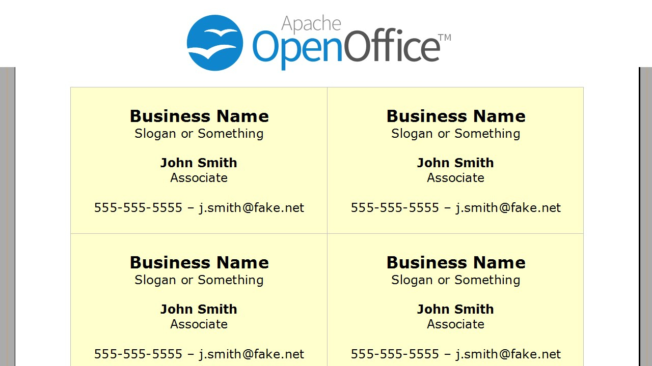 Printing Business Cards In Openoffice Writer Within Business Card Template Open Office
