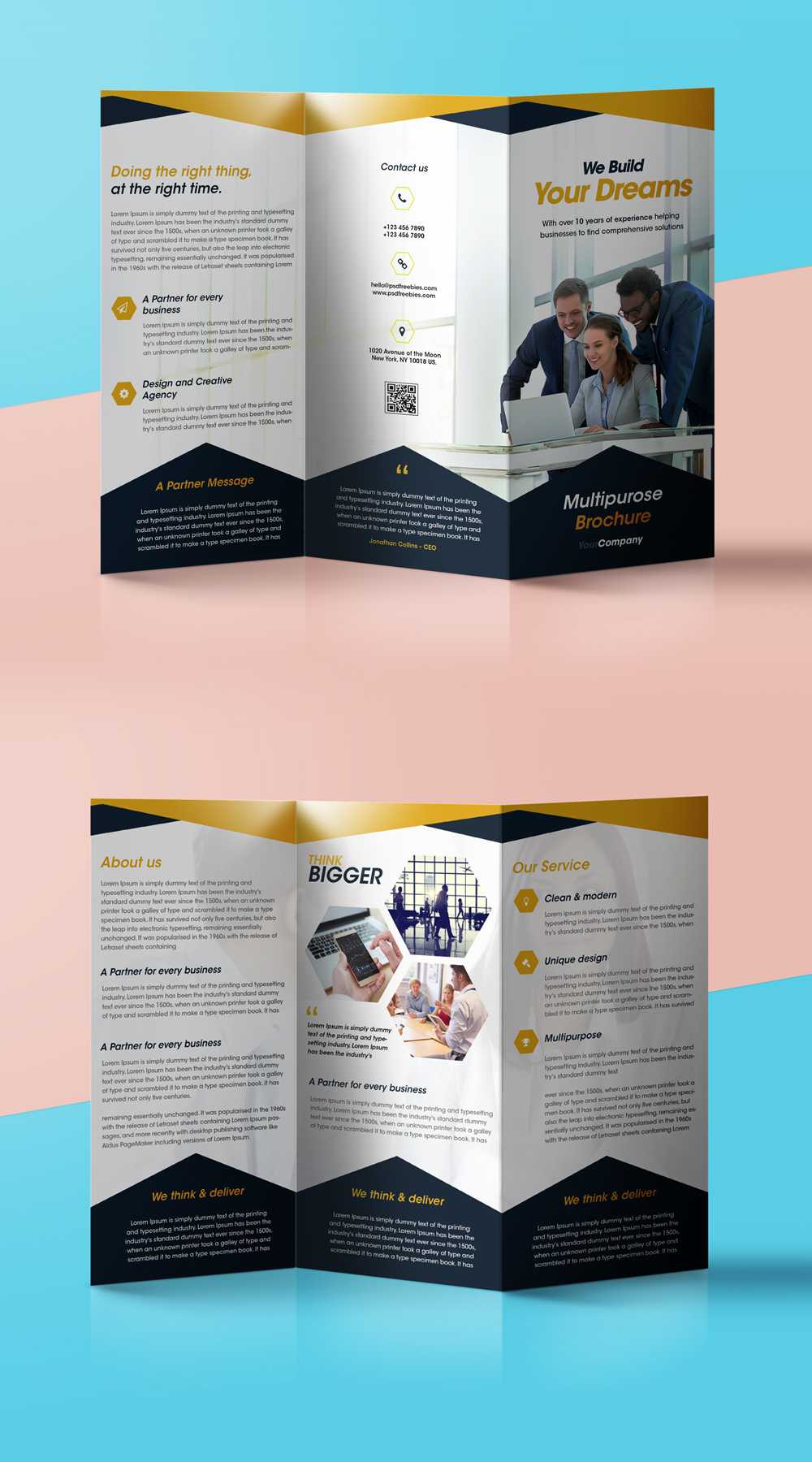 Professional Corporate Tri Fold Brochure Free Psd Template Within Brochure Folding Templates