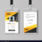 Professional Id Card Template With Yellow Details Throughout Id Card Template Ai