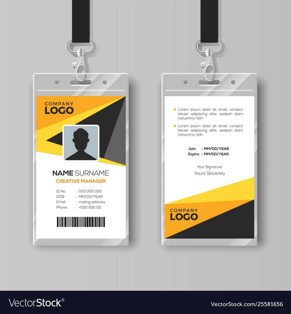 Professional Id Card Template With Yellow Details Throughout Id Card Template Ai