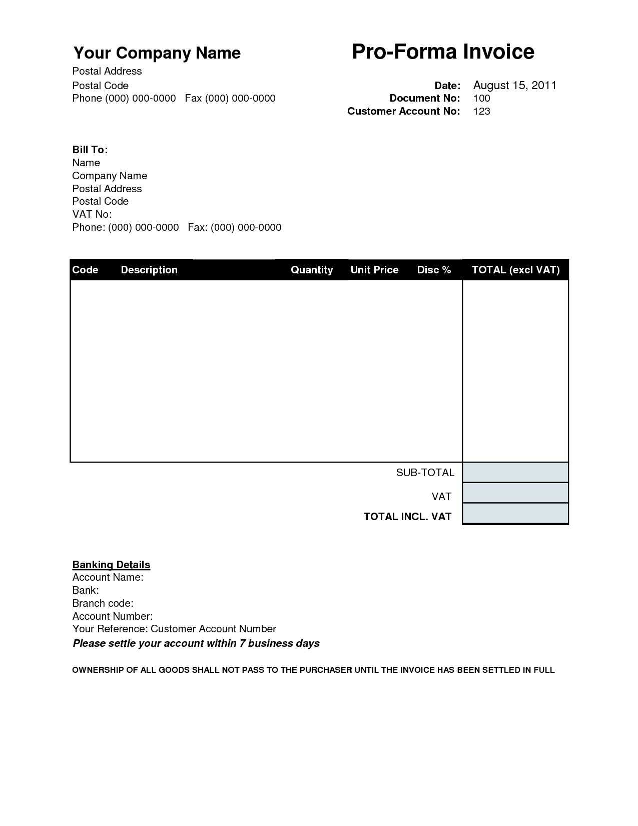 Proforma Invoice Sample Invoice Template Ideas Performa For Free Proforma Invoice Template Word