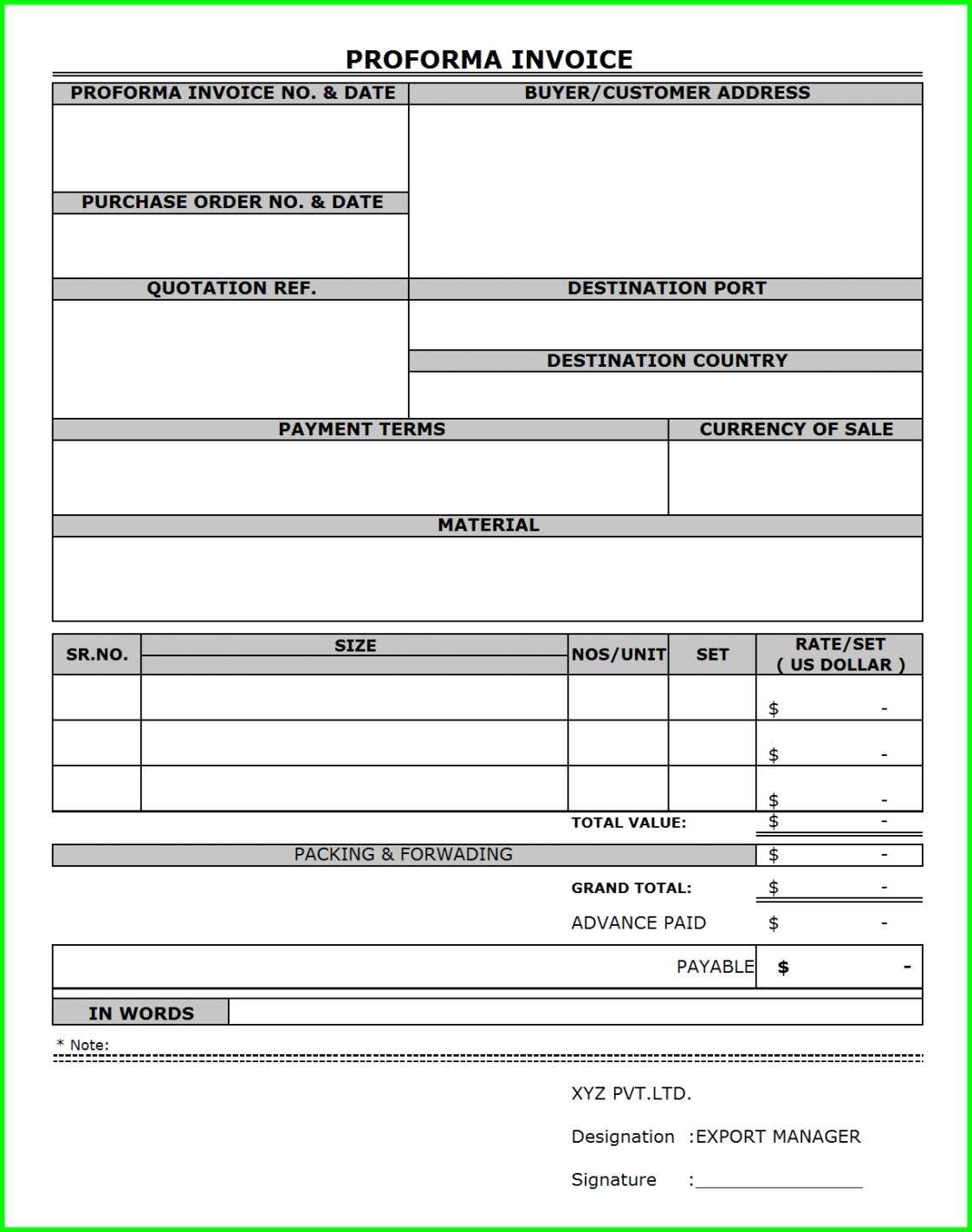 Proforma Invoice Template Pdf Invoice Template Ideas (Pro In Free Proforma Invoice Template Word