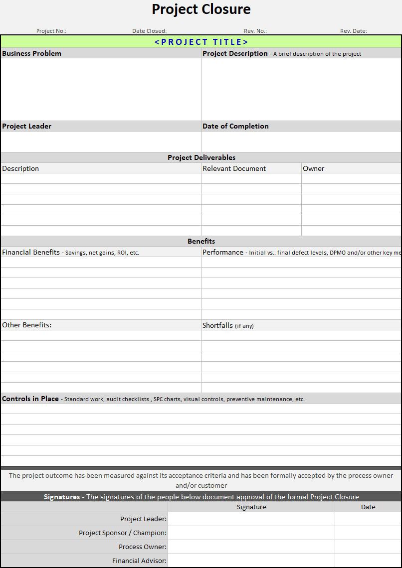 Project Closure Template | Continuous Improvement Toolkit In Project Closure Report Template Ppt