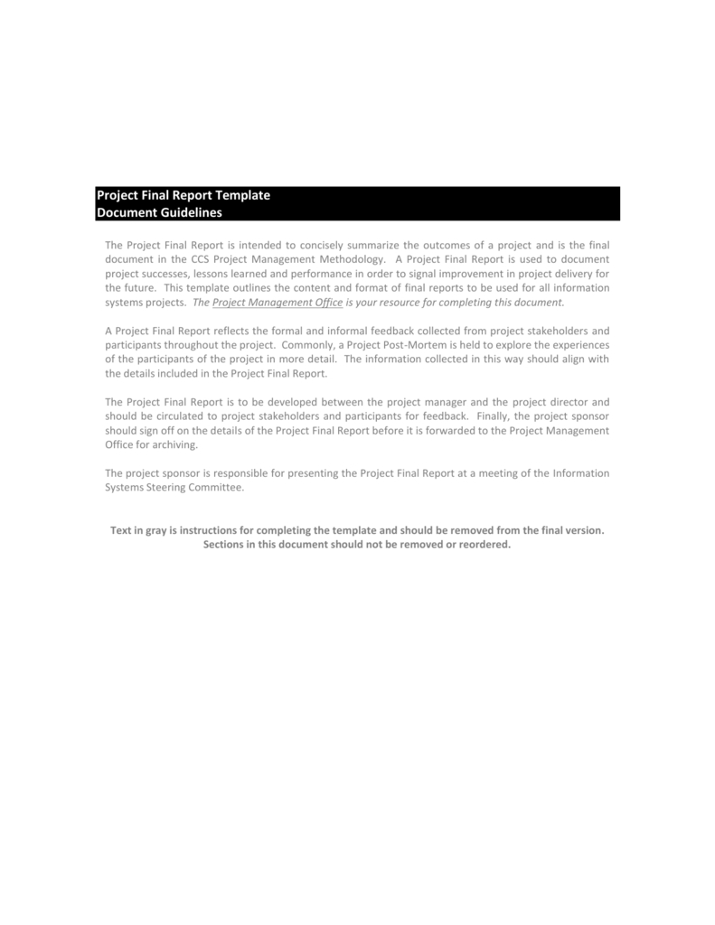 Project Final Report Template Inside Project Management Final Report Template