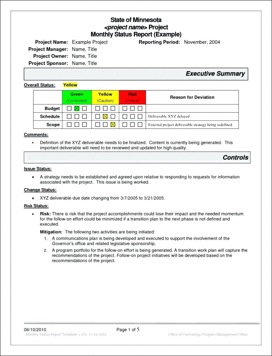 Project Management. Project Management Report Template With Regard To Deviation Report Template